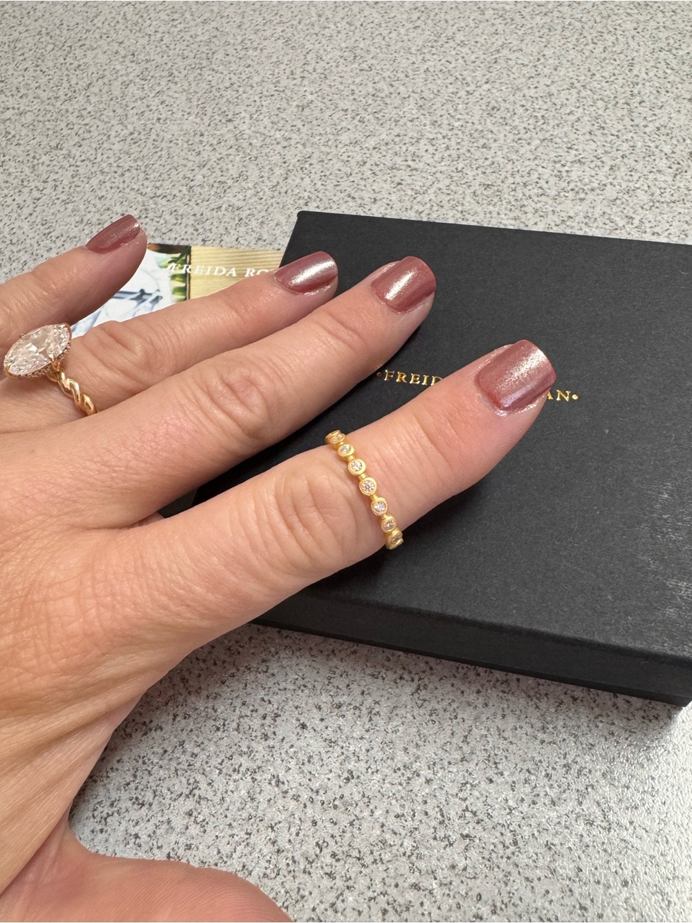 Freida Rothman Matte Gold Bezel Stacking Ring - Picture 5 of 6